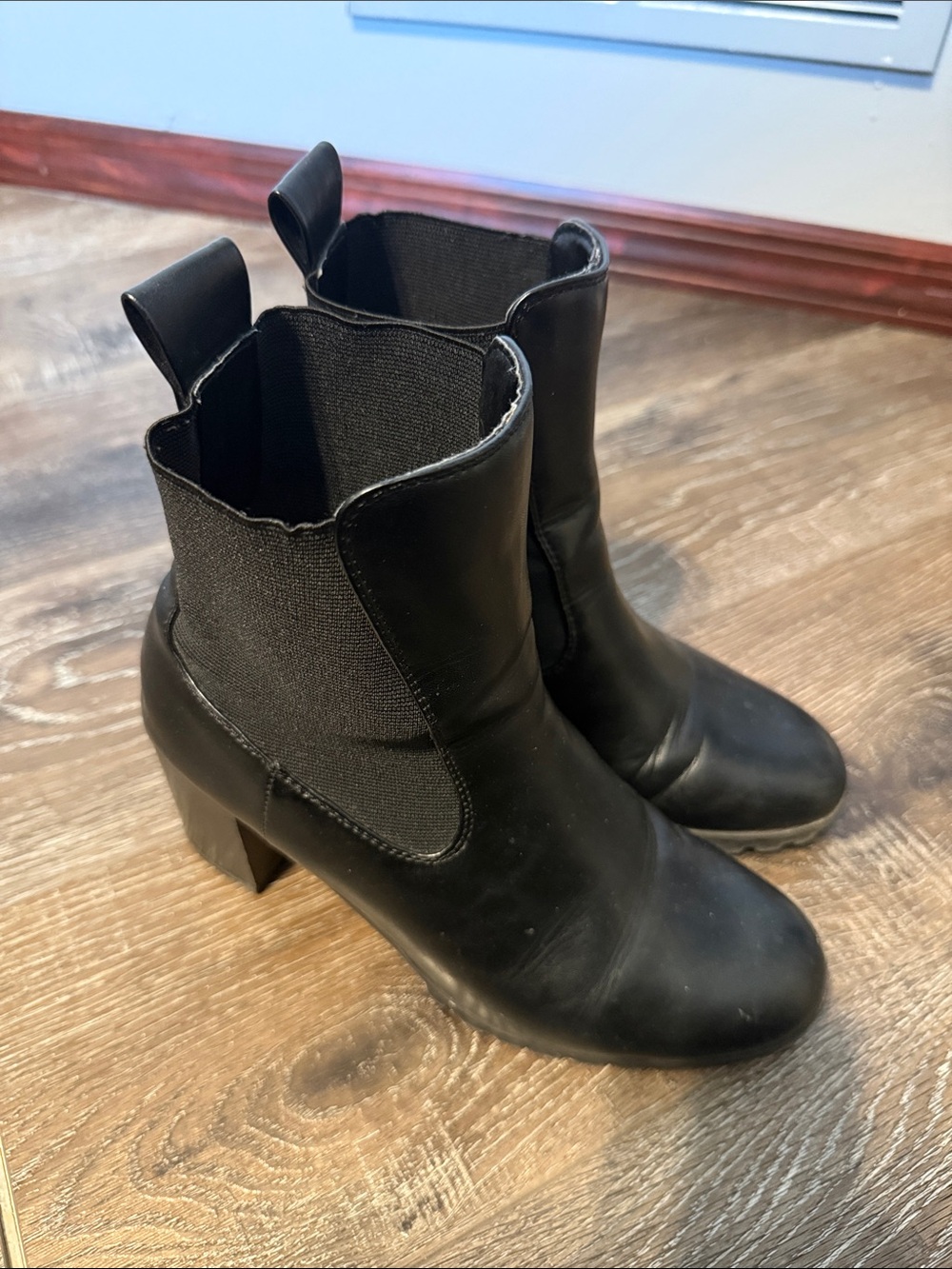 Express Black Chelsea Ankle Boots with Block Heel